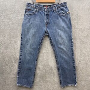 Ariat Jeans Mens 38x32 Blue M4 Low Rise FR Work Pant Distressed Denim Heavy Wear